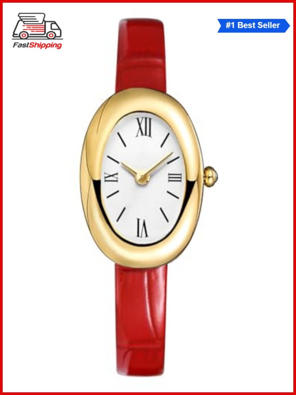 MASTOP Oval Dial Bangle Watch Women Quartz Water Resistant 30m